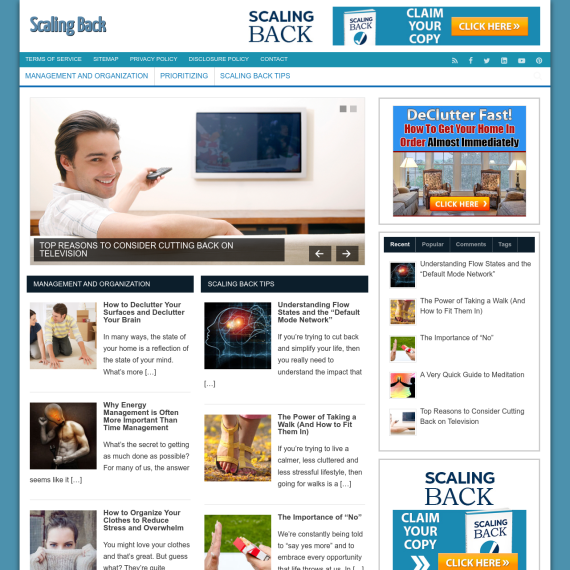 Scaling Back Website