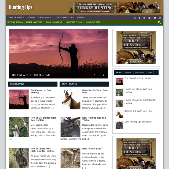 Hunting Tips Website